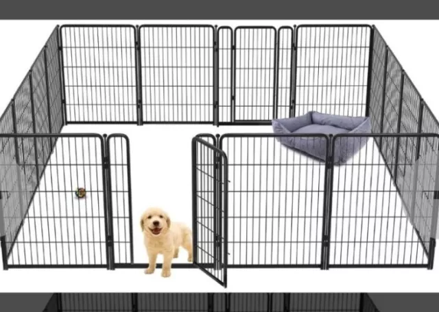 FXW Playpen for Indoor Or Outdoor 40" for Medium & Large Dogs 16 Panels *Black