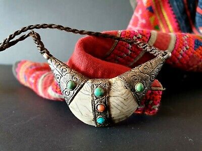 Old Tibetan Hand Made Tribal Talisman Necklace on Braded Cord …beautiful collect 3