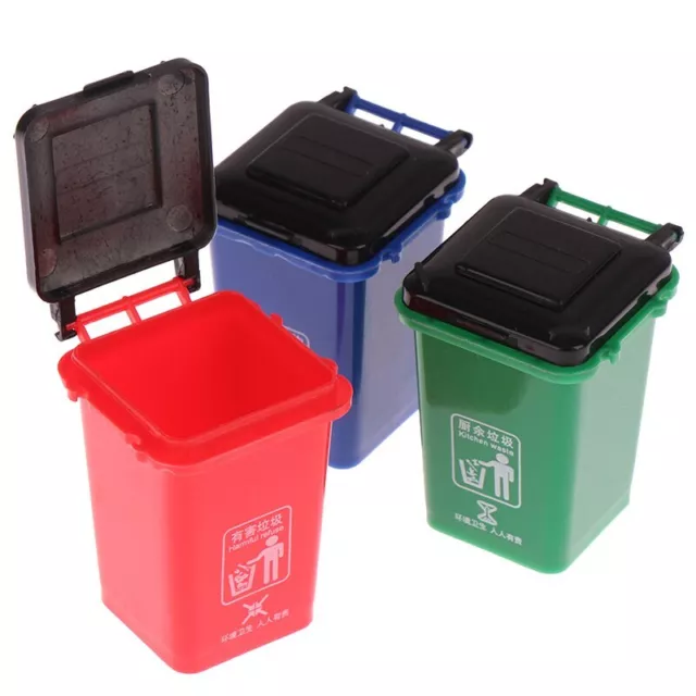 4PC Dollhouse 1:12 Scale Miniature Classify Trash Can Bin Plastic Accessories