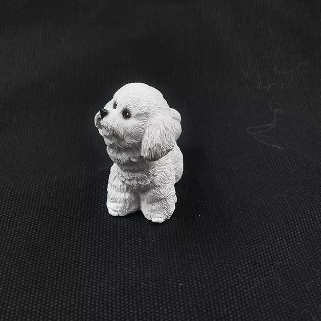 Resin Mini Bichon frise Dog Figurine Model Home Car Dashboard Ornament Decor