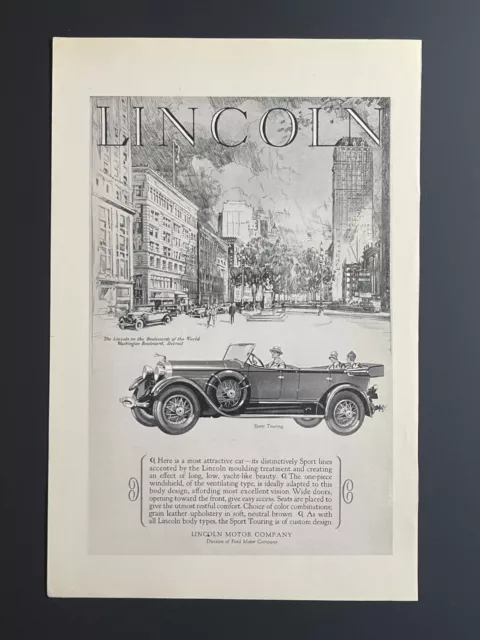 Original 1927 Lincoln Sport Touring Car- Original Print Advertisement (10 x 6.5)