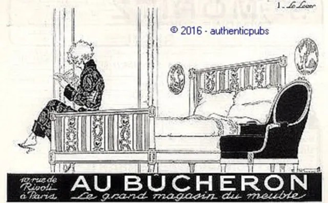 Publicite Au Bucheron I Le Lever Signe Rene Vincent De 1925 Ad Pub Rare Art Deco