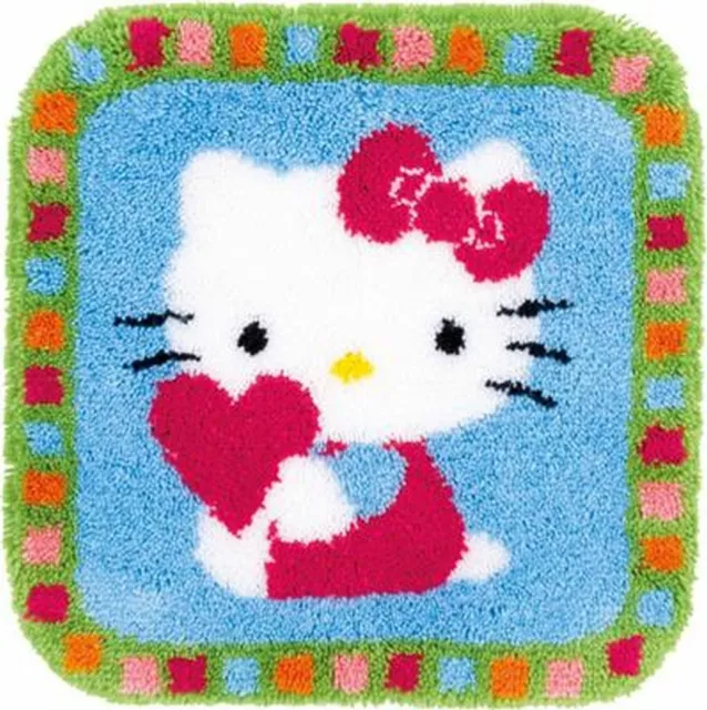 Vervaco Tappeto da Intrecciare " Hello Kitty Con Cuore " Stampato PN-0153808