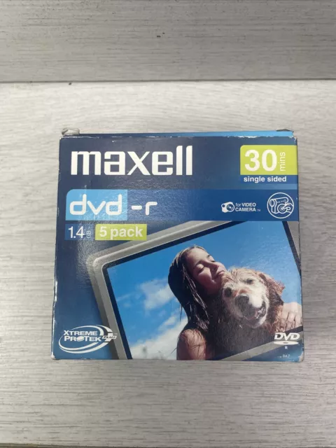 Paquete de 5 Mini Disco DVD-R Maxell 1,4 GB 30 Mins para Cámara de Video *NUEVO/SELLADO*