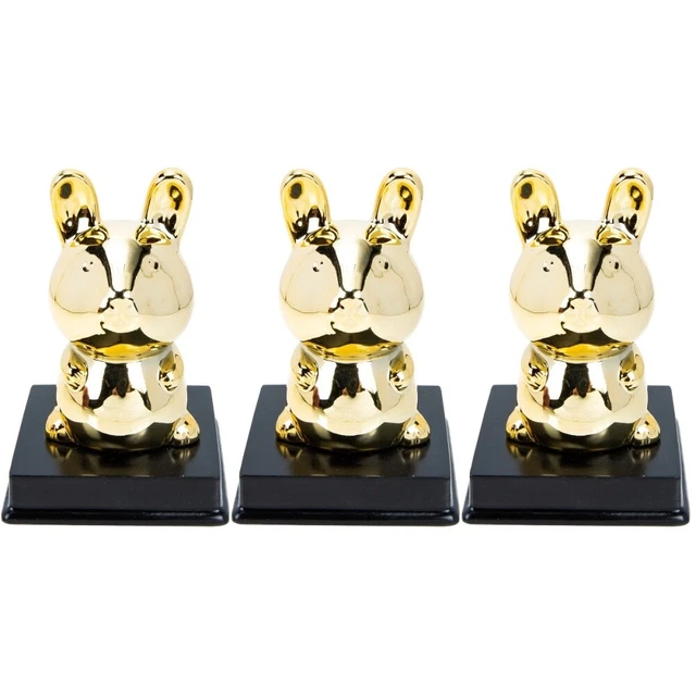 3 set Figurina con coniglio per coniglio in ceramica Golden Ceramic Bunny Figura