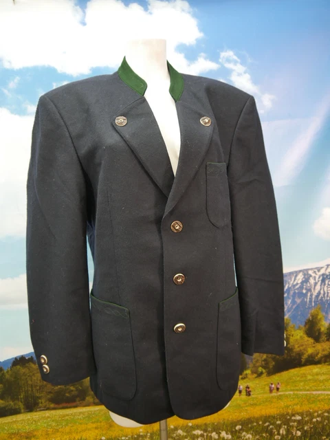Alpen Moden Janker blau mit Stehkragen und Stickerei Trachtenjacke Jacke Gr.50