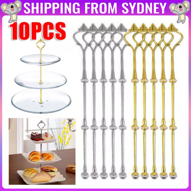 10pcs 3 Tier Cake Cupcake Plate Gold Stand Rack Fitting Handle Rod Wedding Party