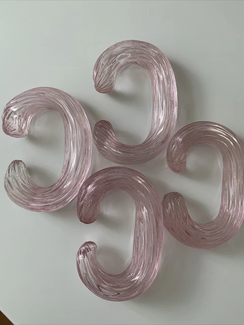 Vintage Pink Murano Glass Hand Blown Curtain Tie Backs Set Of 4 MCM
