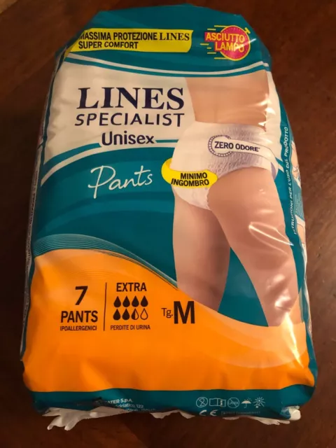 Lines Specialist Pants Plus Unisex, Mutande Assorbenti per Incontinenza  Donna e Uomo, Asciutto Lampo e Massima Protezione, Zero Odore, Taglia L