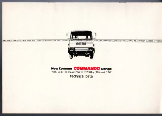 Commer Commando Specifications 1974-75 UK Market Brochure Rigid Tractor Tipper