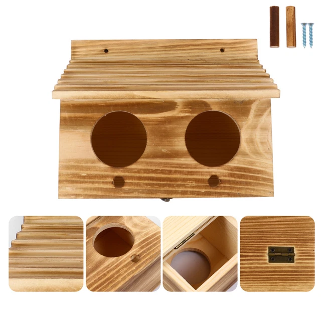 Caja nido de periquito casa de pájaros caja de cría jaula de dos agujeros caja de cría de madera para