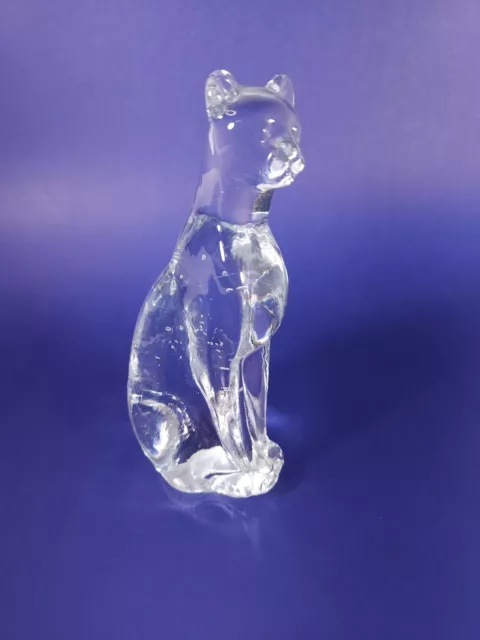 Art Glass Cat figurine paperweight Cougar Panther 6 1/2" bubbles