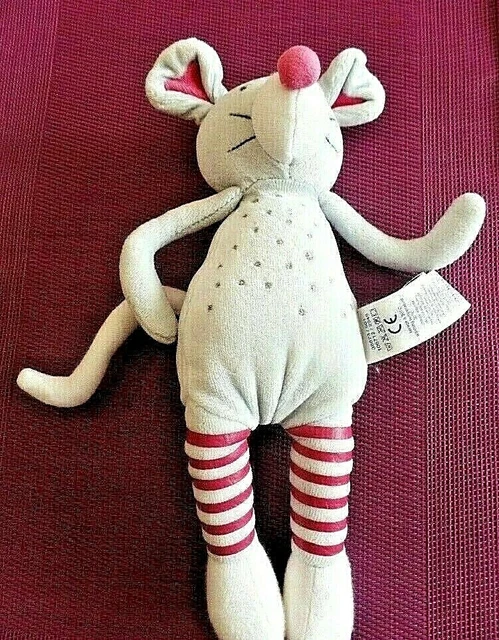 S17 / doudou peluche souris gris blanc rose étoiles OBAIBI OKAIDI