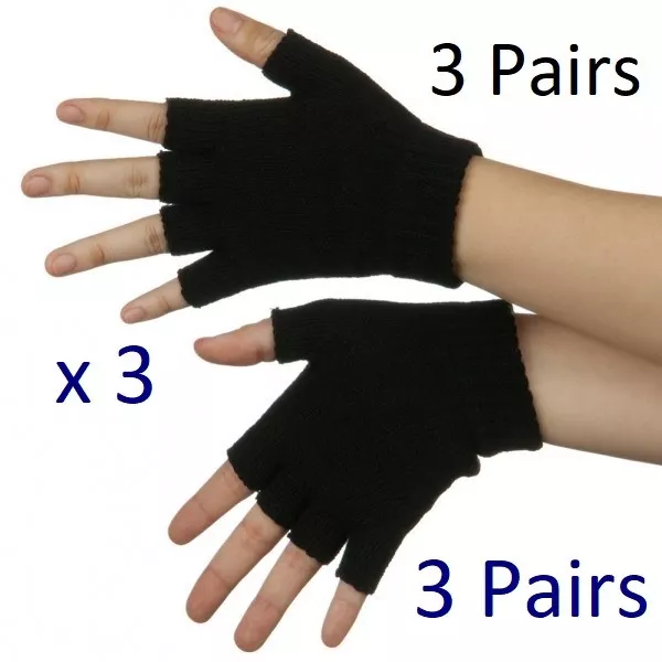 Mens Womens Unisex Fingerless Black magic Half Finger Thermal gloves