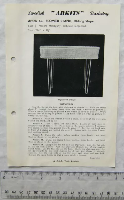 Vintage Broschüre: Schwedischer Arkitenkorb - länglicher Blumenständer, 66