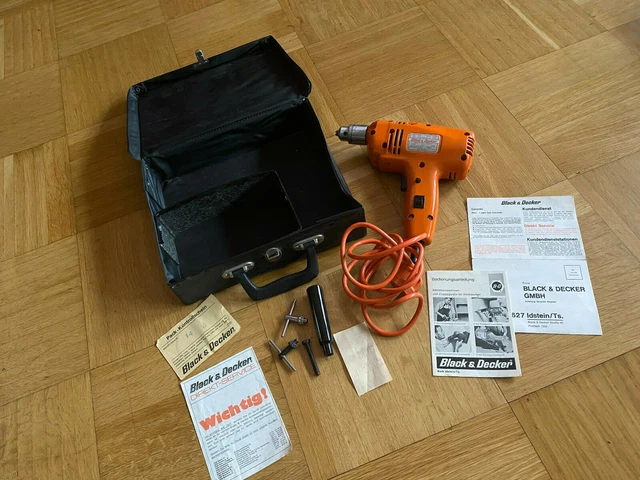 Sammlerstück Handbohrmaschine Black & Decker D1 OVP orange Zubehör Literatur