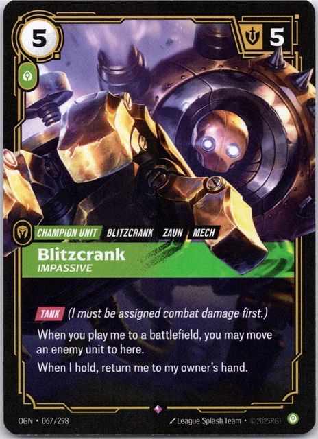 RIFTBOUND BLITZCRANK - Impassive Rare 067/298 Champion Unit Foil NM £2. ...