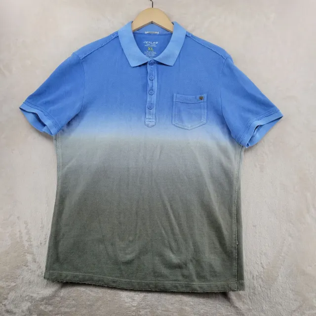 Jetlag Men Size XL Blue Dyed Ink Cotton Short Sleeve Polo Shirt
