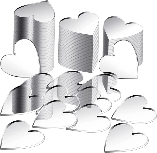 Jetec 100 Pieces Heart Mirror Mini Size Heart Mirror Tiles Small Heart Mirror, 1