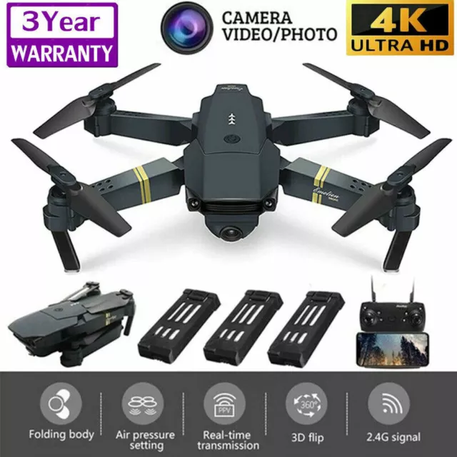 NEW 3 Batteries RC Drone With 4K HD Dual Camera WiFi FPV Foldable Quadcopter UK