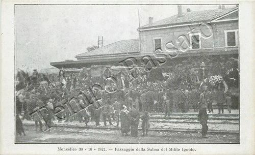 Cartolina di Monselice, passaggio della salma del milite ignoto - Padova