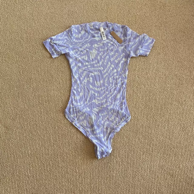 SKIMS Summer Mesh T-Shirt Bodysuit Lilac Swirl Women’s Small