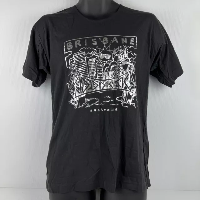 Vintage Sunprints Made in Australia Brisbane Graphic T-Shirt Mens M Black/Silver