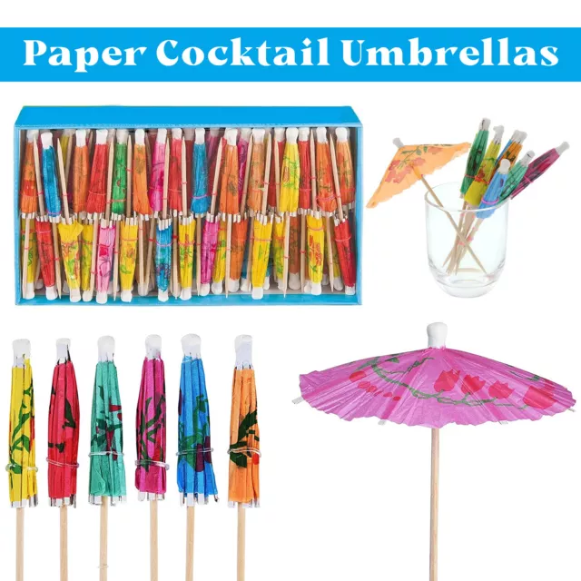 Parasol En Papier Piques De Cocktail Fête Boisson Colorés Parapluies 50/144pcs