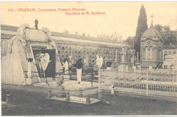 Antigua Postal Valencia Cementerio Panteon Moroder Benlliure Postcard Tc11481