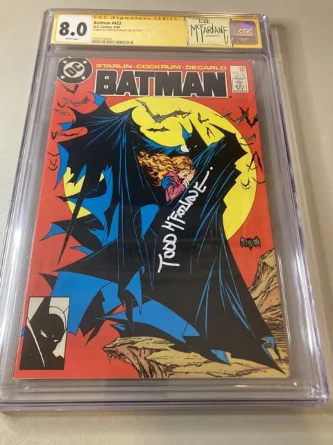 Batman #423 CGC 8.0 Auto Todd McFarlane 1st Print Signed Classic Cover