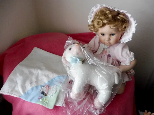 Ashton Drake / Titus Tomescu Porcelain "Baby Bo Peep" With Quilt & Lamb Ashton Drake / Titus Tomescu Porcelain "Baby Bo Peep" With Quilt & Lamb