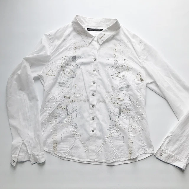Chemisier Blanc Rare Marithé Et François Girbaud à Nouer - Taille 40, Coton, Occasion Très Bon état