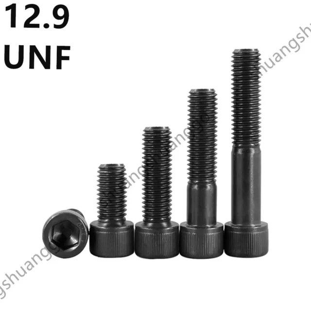 Black 12.9 Steel Hex Socket Bolts Cap Head Screws 10# 1/4 5/16 3/8 7/16 1/2