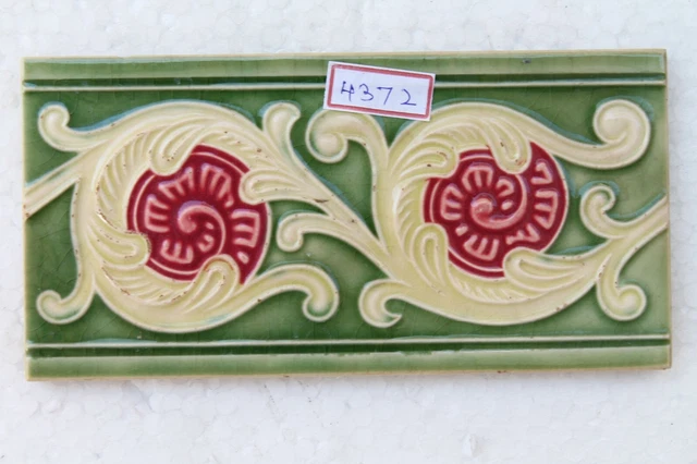 Japan antique art nouveau vintage majolica border tile c1900 Decorative NH4372 6