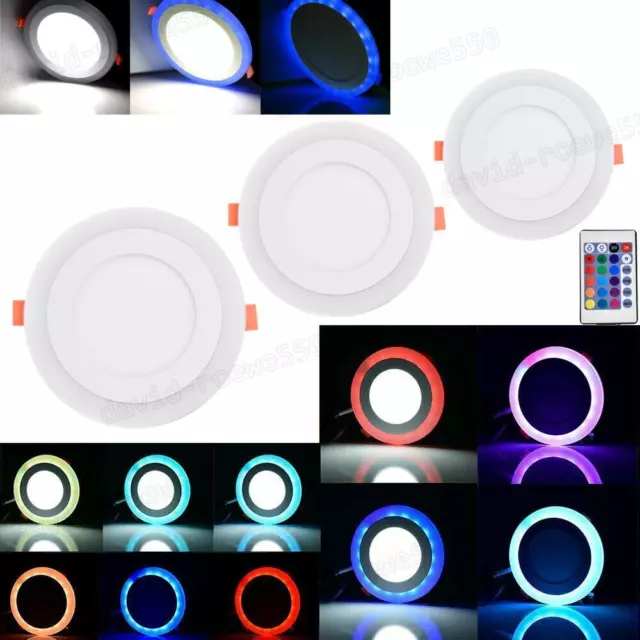 Ultra thin Dual Color RGB 3 Mode LED Recessed Ceiling Panel Down Light Spot Lamp