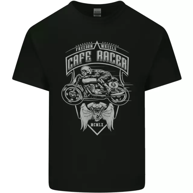 T-shirt top da uomo in cotone Freedom Wheels Cafe Racer Biker