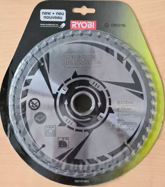 Ryobi 216 MM Hm Saw Blade Circular SB216T48A1, 5132002620, for EMS216L