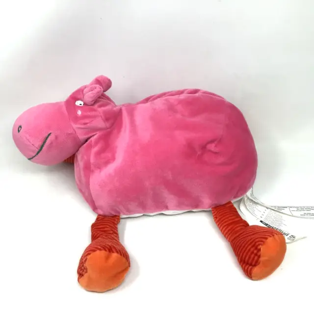 IKEA Barnslig Flodhast Plush Pink Hippo Stuffed Animal Ribbed Legs 13"  Floppy