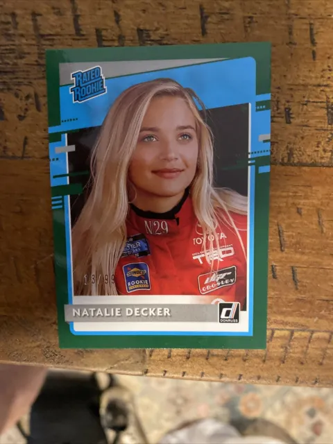 Natalie Decker 2021 Donruss Racing Rated Rookies Green Parallel #20 /99