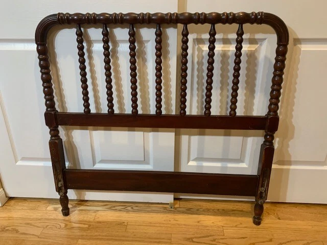 Antique Jenny Lind SingleDouble 3/4 Spindle Bed Headboard and Baseboard 1870