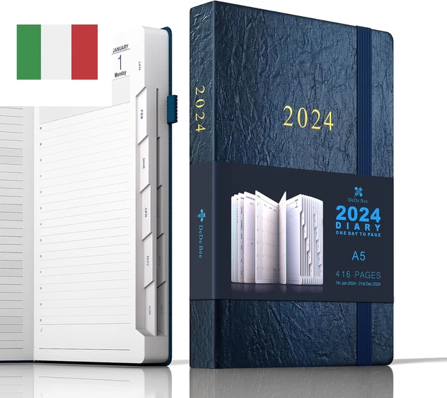 Agenda 2024 Giornaliera A5 Diario Planner Totale 416 Pagine Con Piano Mensile &