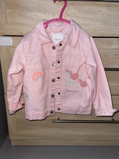 NEXT girls pink denim jacket 3-4 years