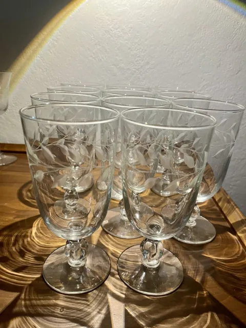 Vintage Set a 12 Laurel Classic Libbey Glass Company Ice Tea Goblets