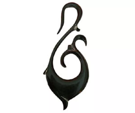 Ear Gauge Pair Carved Horn Expander Piercing Bone Hook Buffalo Tribal Stretcher