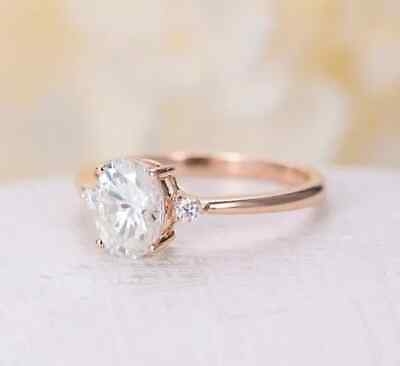 2.30Ct Oval Cut Lab-Created Diamond Solitaire Engagement Ring 14K Rose Gold Over