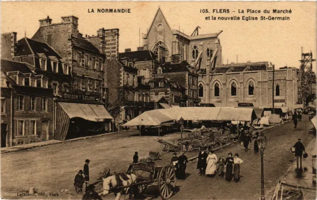 CPA AK FLERS - The Marketplace and the New Church of St-GERMAIN (356040)