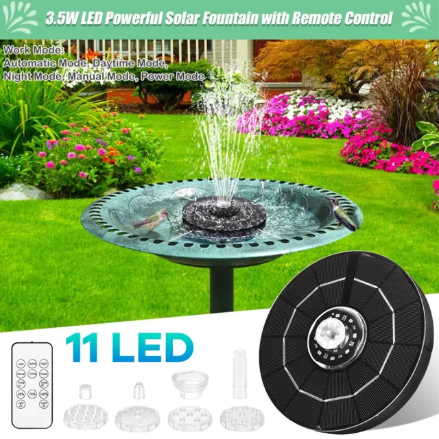 Outdoor Solar Powered Floating Water Fountain Pump Garden Pond Bird Bath LED CN