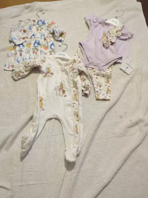 baby girl peter rabbit clothes bundle age 0-3 months new with tags