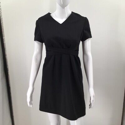 Geoffrey Beene Womens A Line Dress Black Cross Tie V Neck Short Sleeve Vintage 8