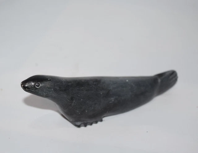 Inuit Carved Soapstone Seal Sculpture Native American First Nation Eskimo Tag